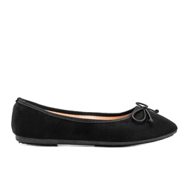 Black suede ballerinas with Aiyana bow