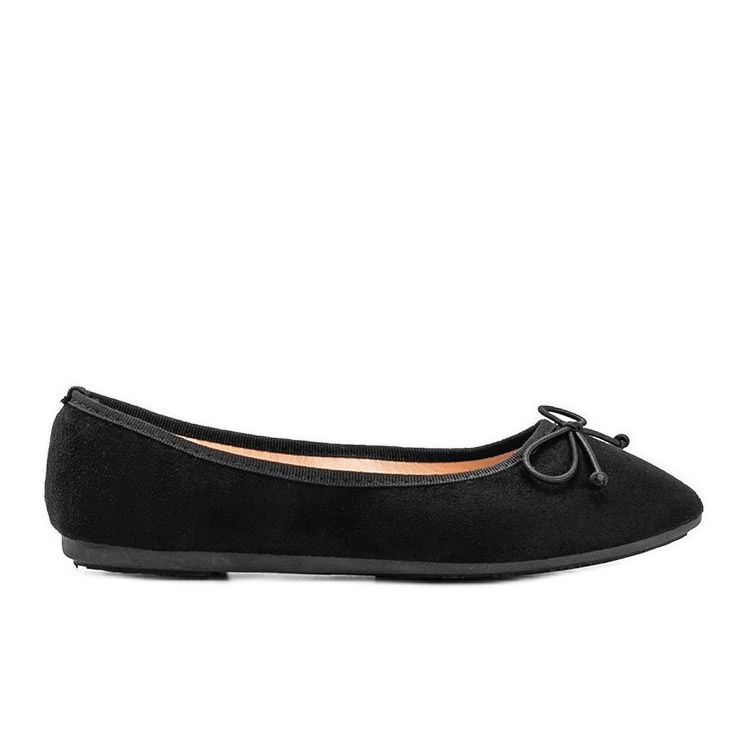 Black suede ballerinas with Aiyana bow