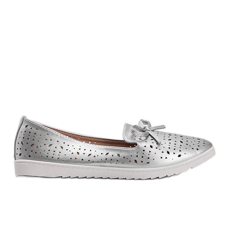 Silver moccasins with Madalyne openwork finish
