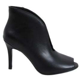 Black open toe boots 9501 Black