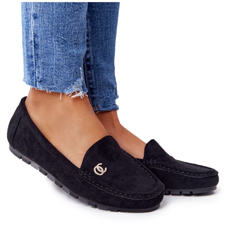 PS1 Women's Black Suede Loafers Madelyn