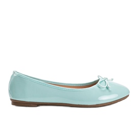 Green lacquered ballerinas with a Lesley bow Green lacquered ballerinas with a Lesley bow