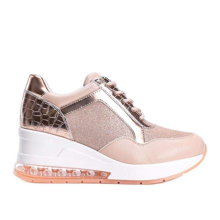 Pink gold sneakers on the Jimena wedge