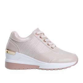 Pink shiny sneakers on the Mara wedge