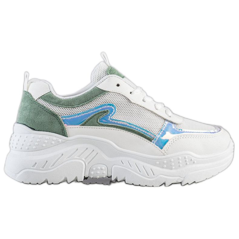 SHELOVET Sneakers With Green Inserts white SHELOVET Sneakers With Green Inserts white