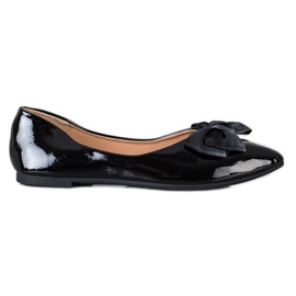 Diamantique Elegant lacquered ballerinas black