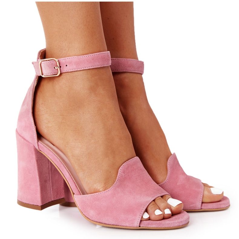 PV3 Velor Sandals On A Heel Pink Visconi 4361537