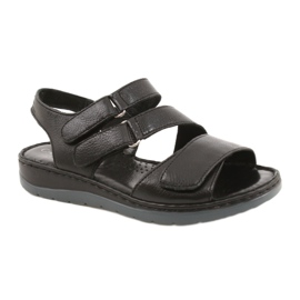 Caprice Comfortable Leather Sandals With Velcro 28152-26 black