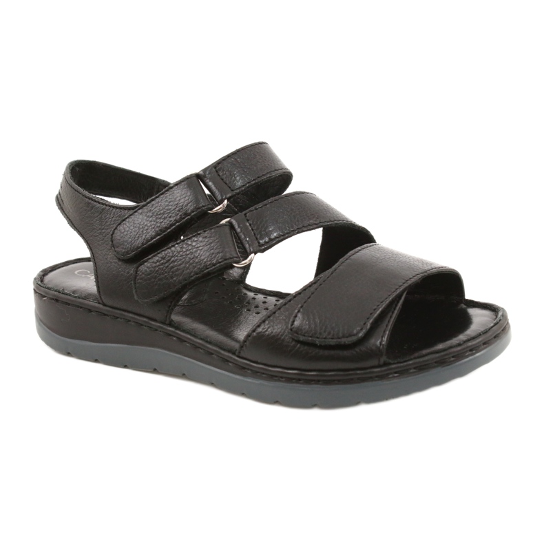 Caprice Comfortable Leather Sandals With Velcro 28152-26 black
