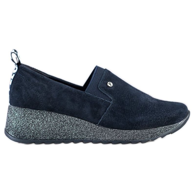 Filippo Leather brocade shoes navy blue