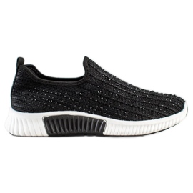 SHELOVET Slipons With Crystals black