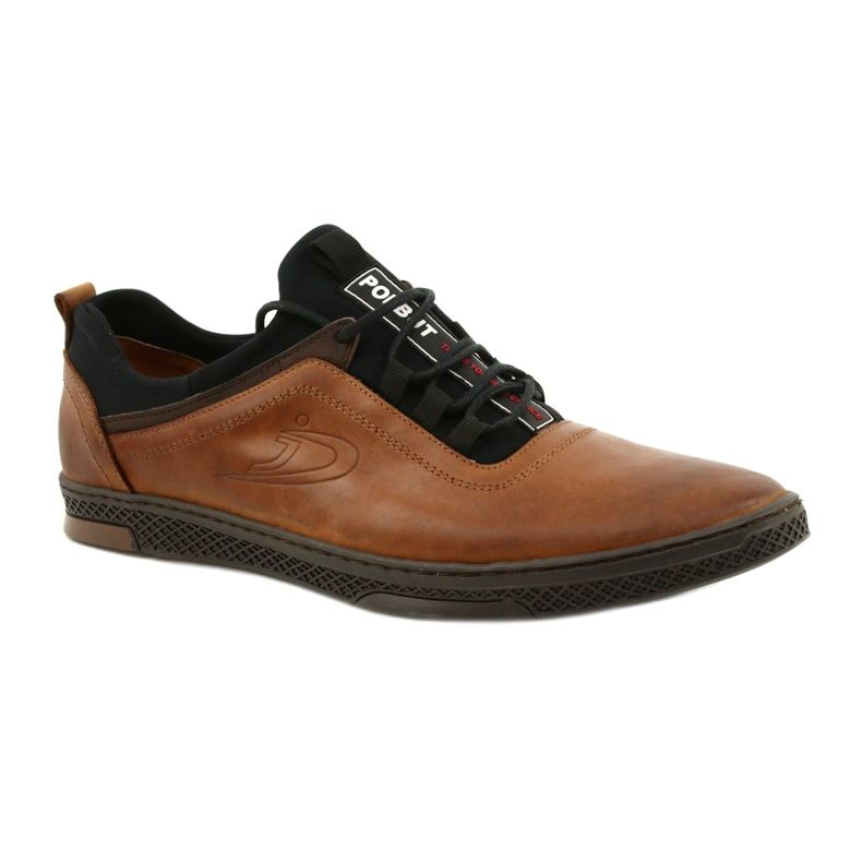 Polbut Men's leather casual shoes K24 1337 brown