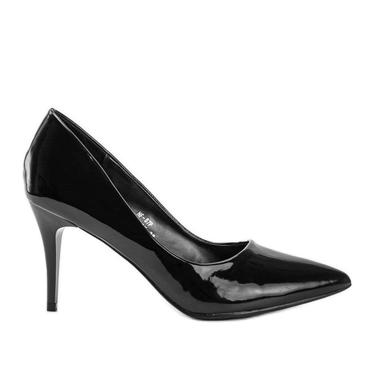 Black lacquered classic pumps on the Allyssa stiletto heel Black lacquered classic pumps on the Allyssa stiletto heel