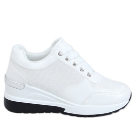 White MY-2717 White sports shoes on a hidden wedge heel