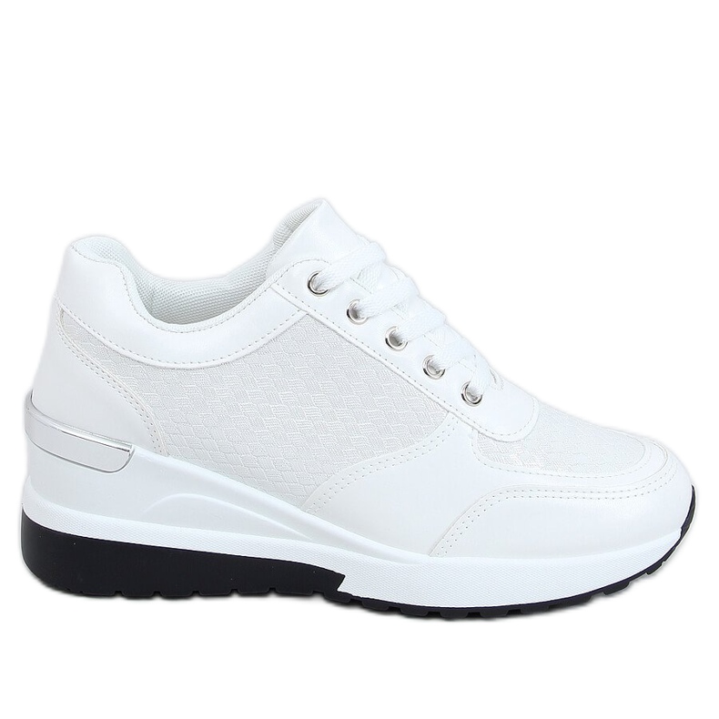 White MY-2717 White sports shoes on a hidden wedge heel