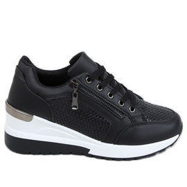 Black MY-2716 Black sports shoes on a hidden wedge heel Black MY-2716 Black sports shoes on a hidden wedge heel