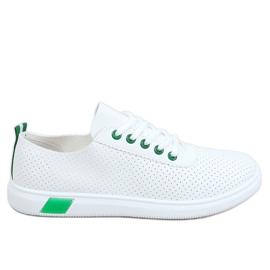 Women's white and green sneakers LA42 Green