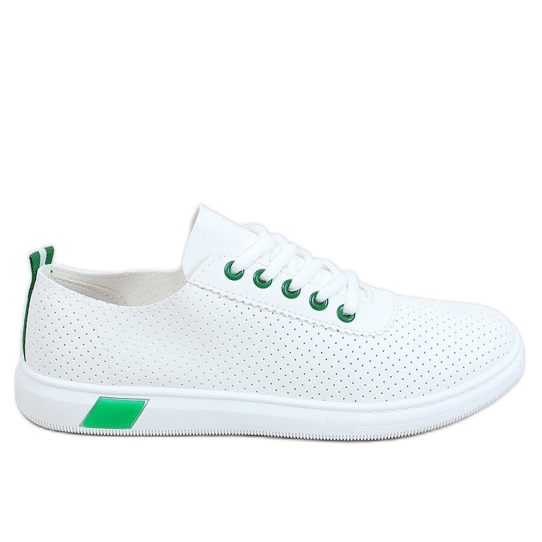 Women's white and green sneakers LA42 Green