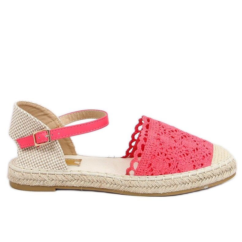 Raspberry lace espadrilles LX201 Red pink