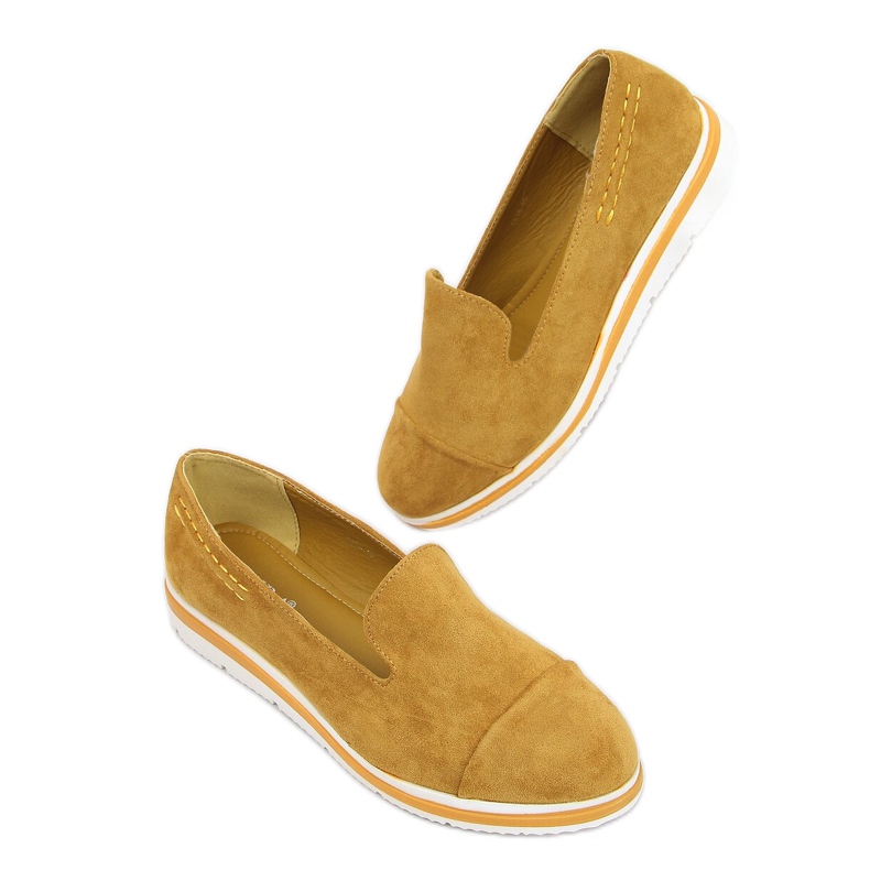 Moccasins on a high sole mustard 5836 Yellow