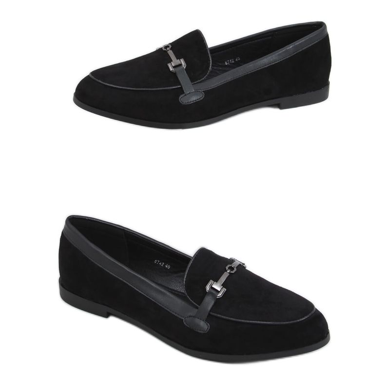 Black women's loafers 8742 Black