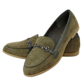 Green women's loafers 8742 Green