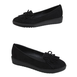 Black moccasins with fringes 6429 Black