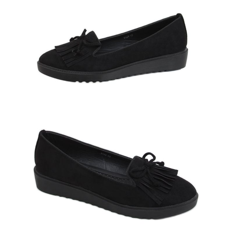 Black moccasins with fringes 6429 Black