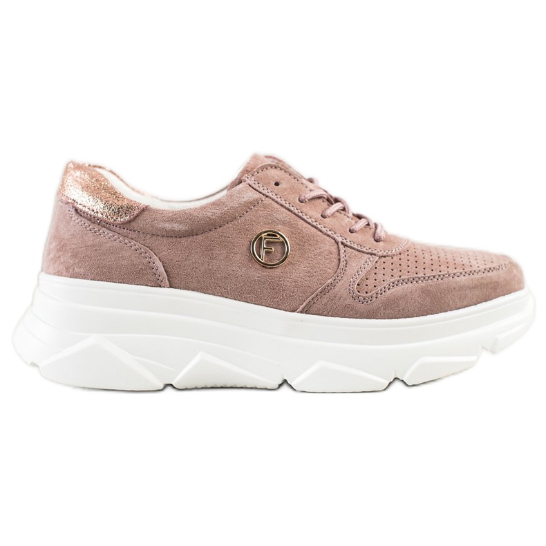 Filippo Leather Sneakers On The Platform brown pink
