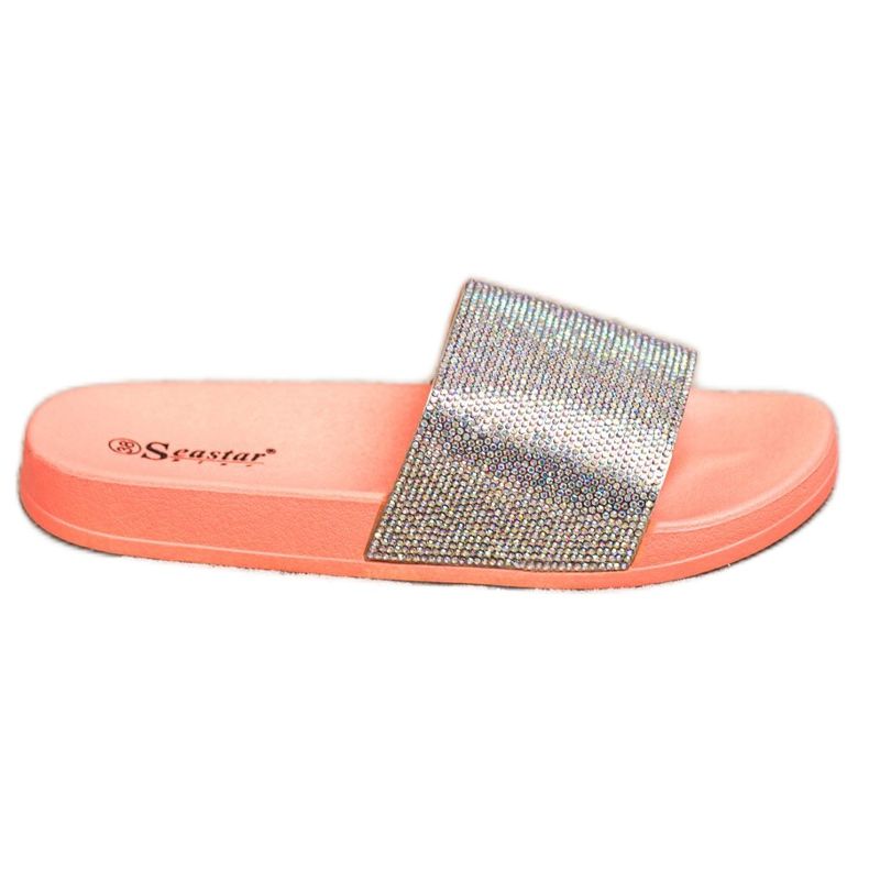 Seastar Slippers With Crystals orange silver