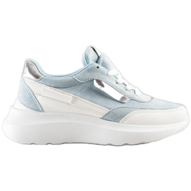 SHELOVET Stylish Suede Sneakers white blue SHELOVET Stylish Suede Sneakers white blue