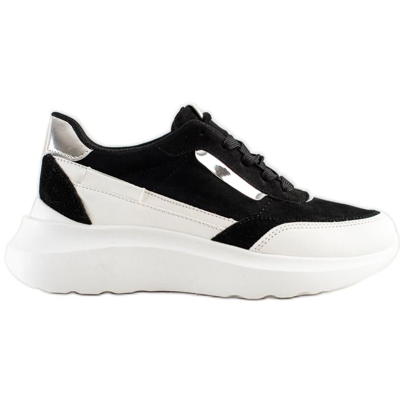 SHELOVET Stylish Suede Sneakers white black