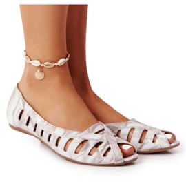 Maciejka Beige-Gray Leather Ballerinas 04506-04 grey