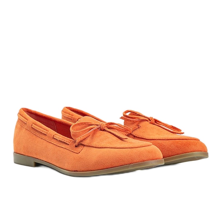 Orange moccasins made of Kierra eco-suede