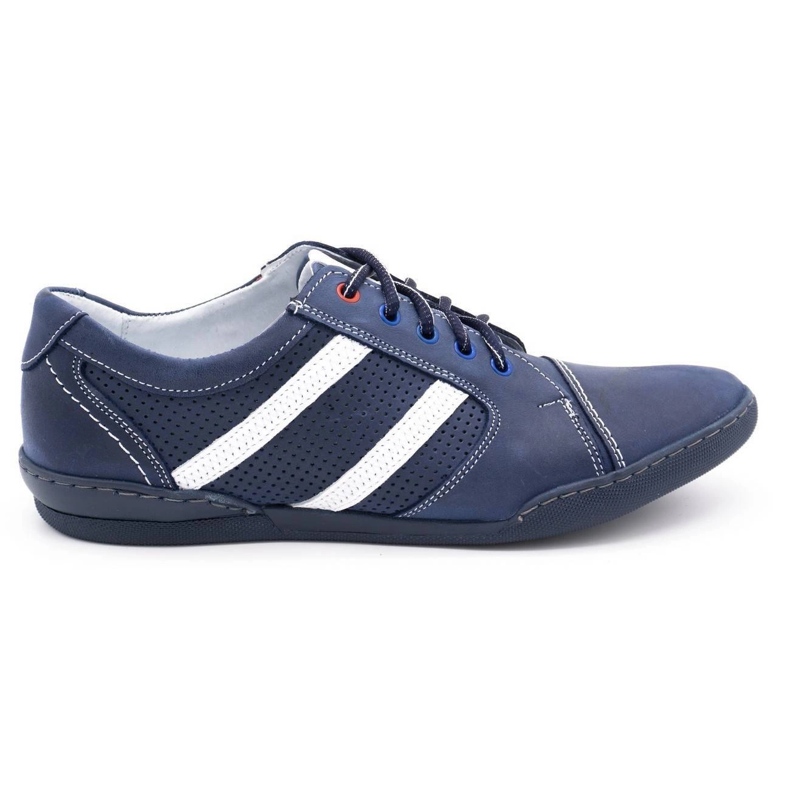 Polbut Men's casual shoes R3 Perforation Navy blue with white