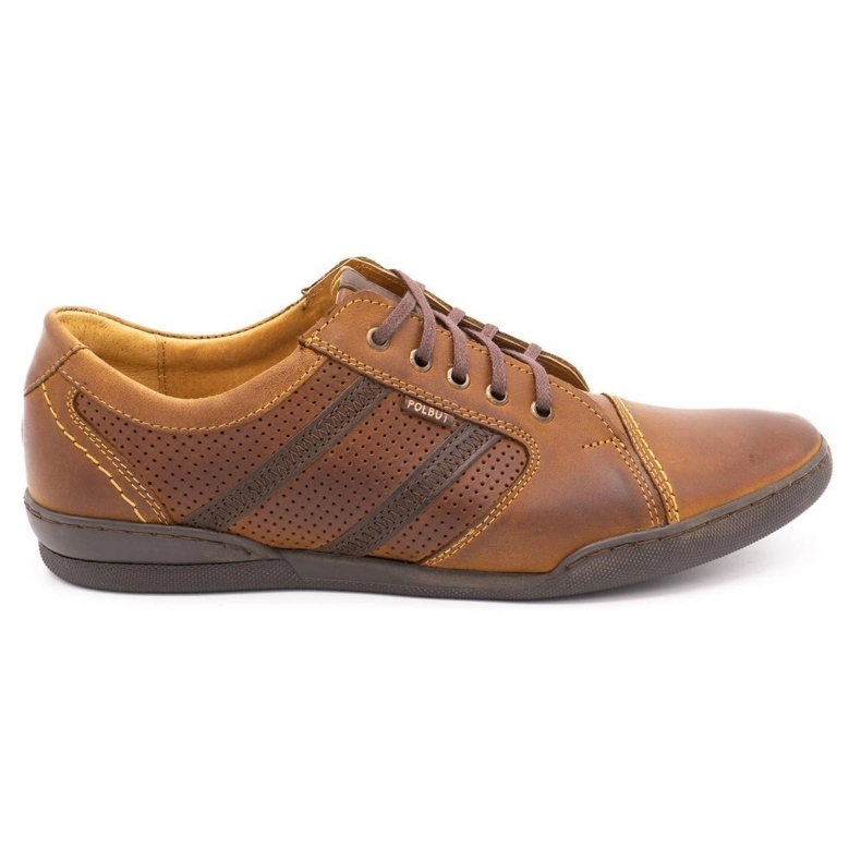 Polbut Casual men's shoes R3 Perforation Camel brown