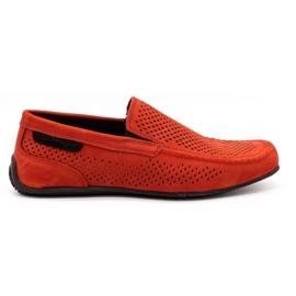 Polbut Men's leather loafers 2105P red