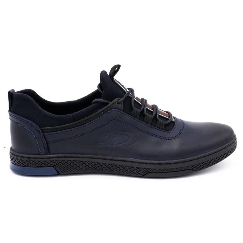 Polbut Men's casual leather shoes K24 dark navy blue
