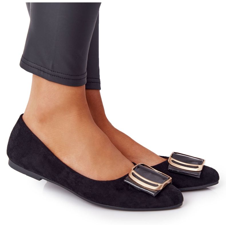 Suede Ballerinas With A Buckle Sergio Leone BL623 ​​Black