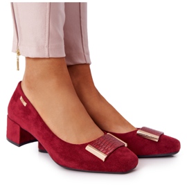 Suede Pumps On Heel Sergio Leone PB142 Burgundy red multicolored