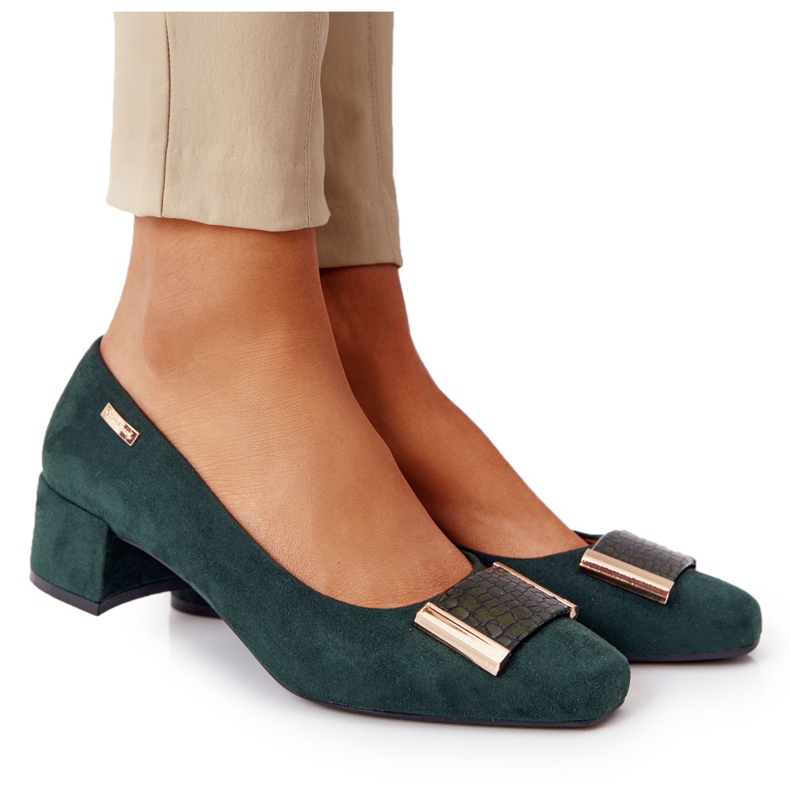 Suede Pumps On Heel Sergio Leone PB142 Green