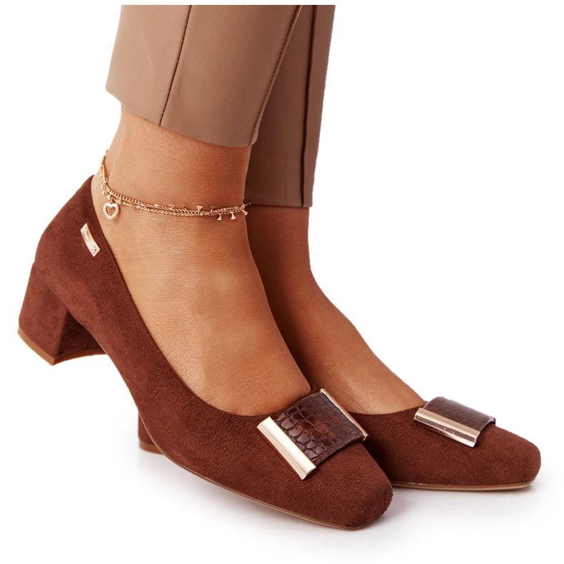Suede Pumps On Heel Sergio Leone PB142 Brown