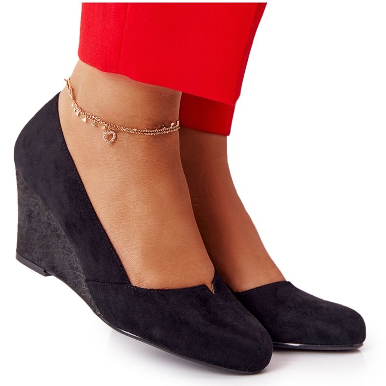 Suede Pumps On Wedge Sergio Leone PB767 Black