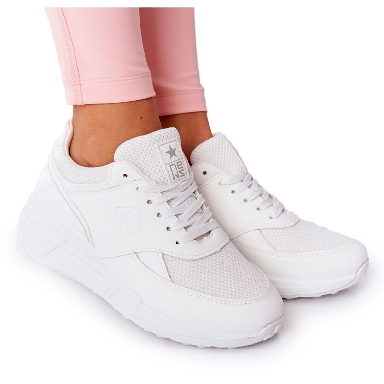 NEWS Women's Wedge Sneakers White Avery NEWS Women's Wedge Sneakers White Avery