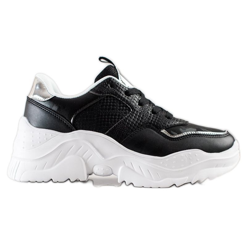 Weide Eco Leather Snake Print Sneakers black