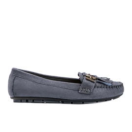 Gray eco-suede loafers from Maia grey