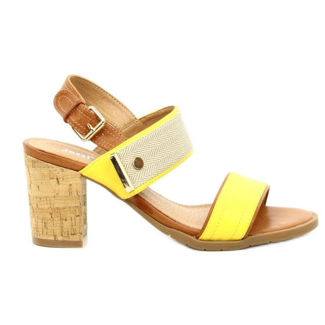 Jezzi Women's sandals on the cork post yellow 20sd35-1826 beige