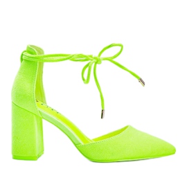 Yellow lace-up pumps on the Macey post