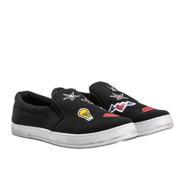 Black fabric sneakers with Anais patches Black fabric sneakers with Anais patches