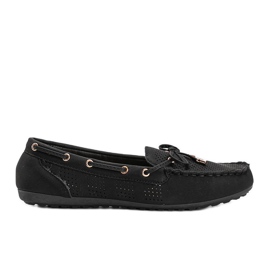 Black loafers made of eco-leather, openwork Esther